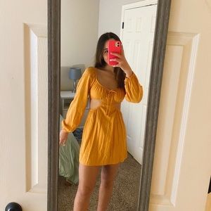 target brand “wild fable” orange long sleeve cut out dress